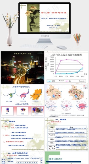 城市与环境图片白色中国风PPT模板预览图