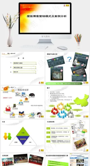 搜狐博客营销模式及案例分析PPT模...营销白色PPT模板白色PPT模板预览图