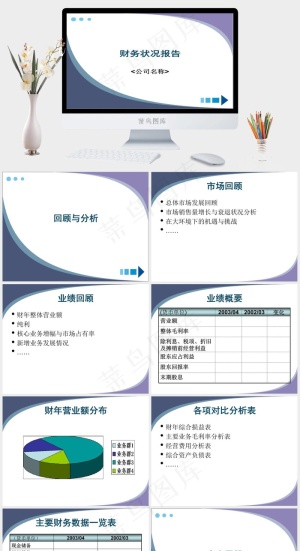 财务报告ppt白色简洁营销PPT模板预览图