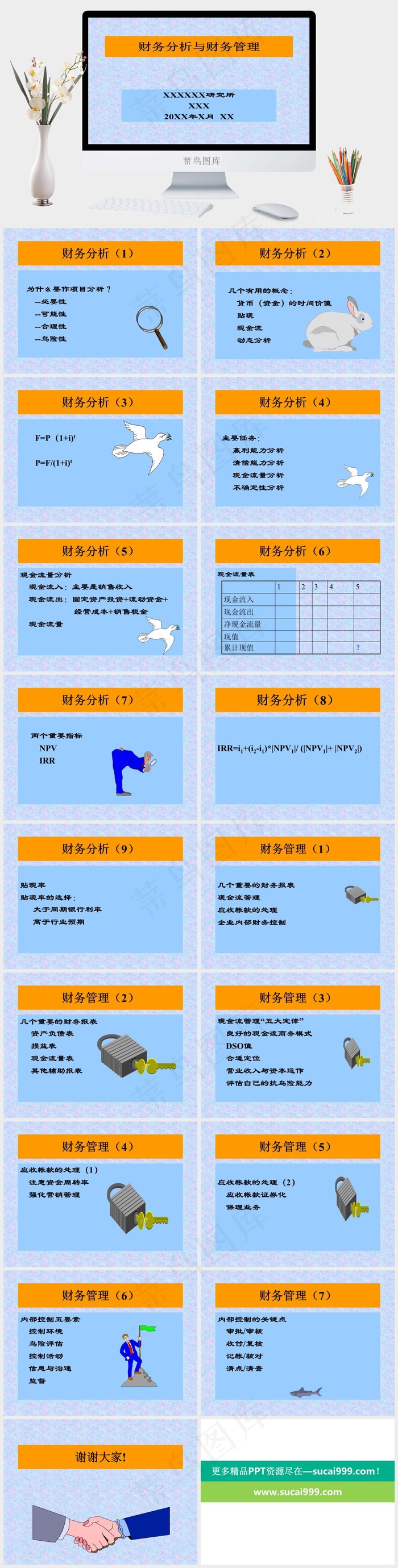 财务分析与财务管理图片蓝色营销PPT模板
