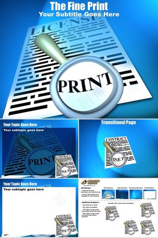 国外ppt幻灯片蓝色突出PPT模板