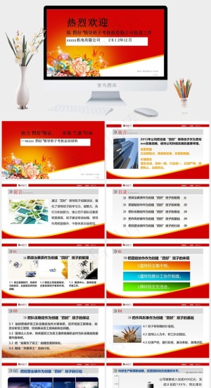 公司考核检查工作PPT模板红色营销PPT模板预览图