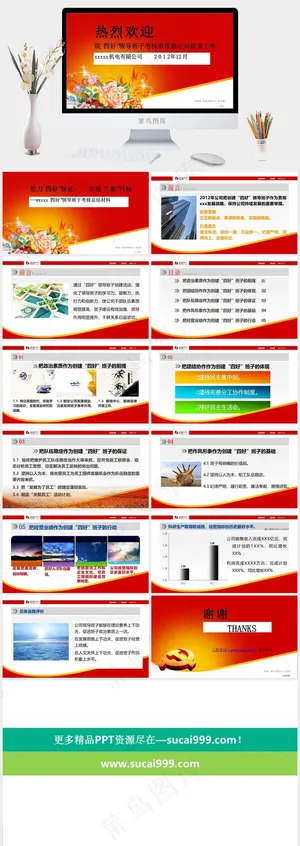 公司考核检查工作PPT模板红色营销PPT模板预览图