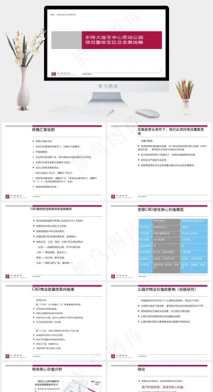 世联 东特大连市中心劳动公园项目整...公司
白色营销PPT模板