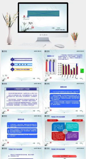 企业商务PPT模板免费下载白色青色PPT模板预览图