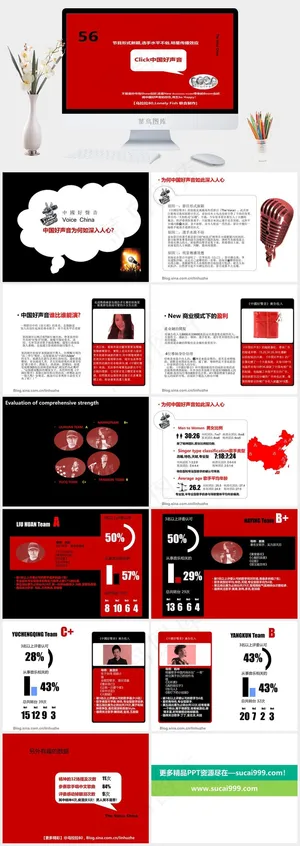 中国好声音ppt模板红色营销PPT模板预览图