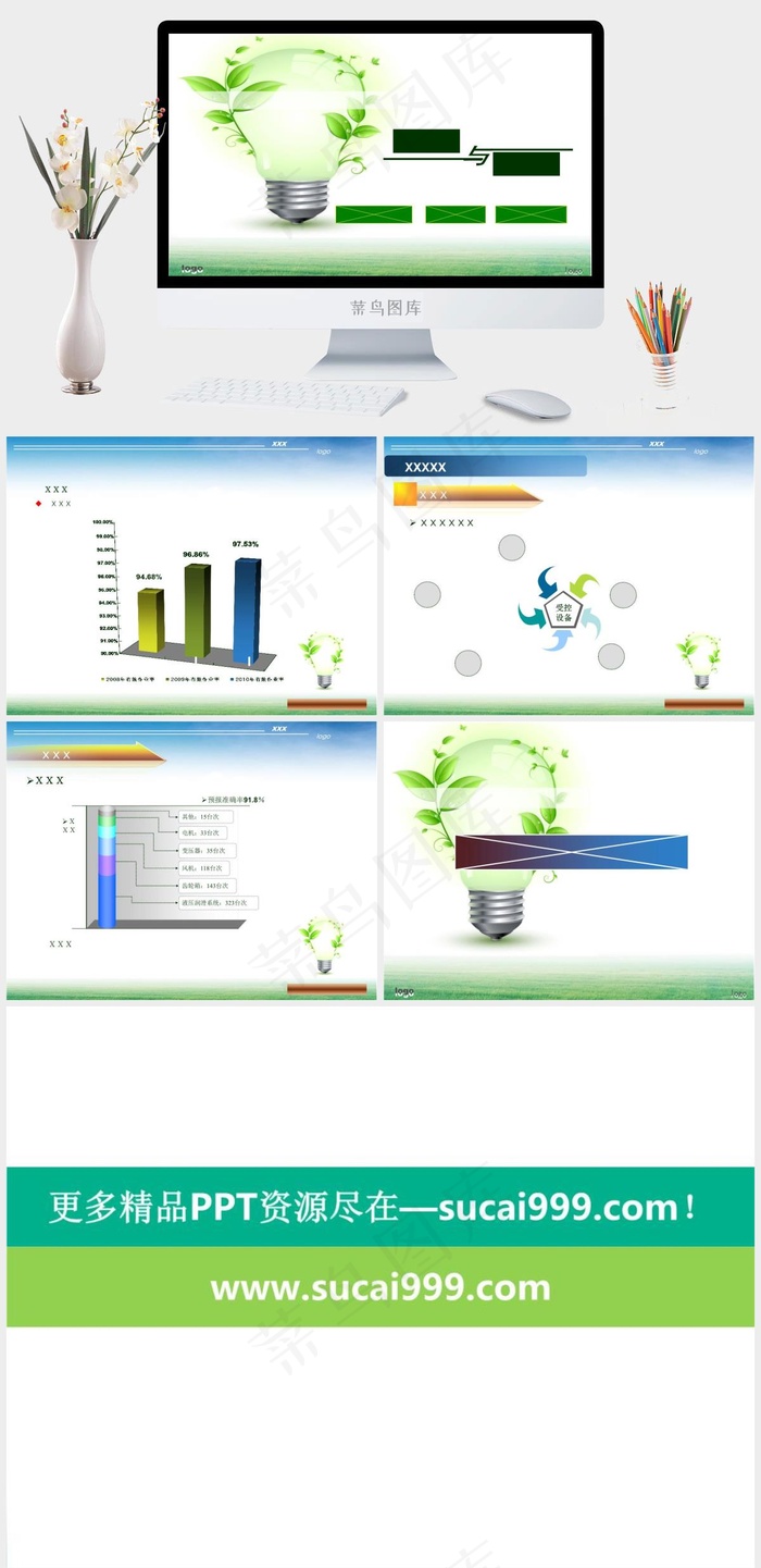 节能环保图片白色实景风PPT模板