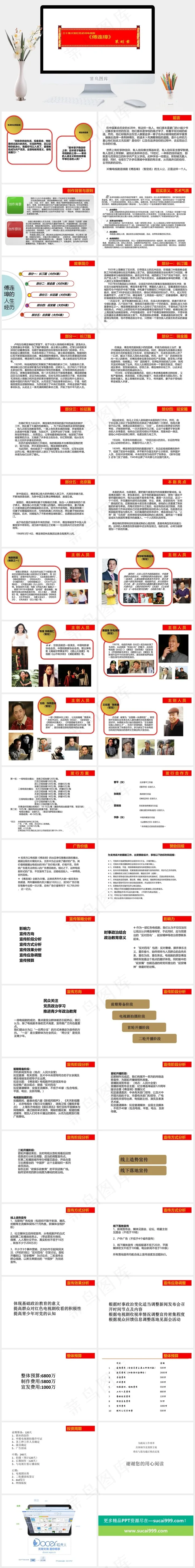 三十集大型红色史诗电视剧白色营销PPT模板