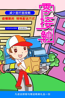 创意简洁外卖配送零接触海报图片