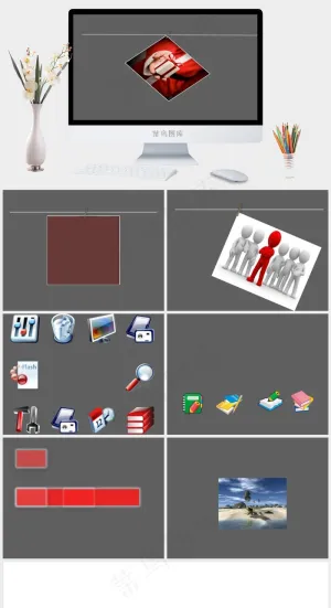 照片展示模板灰色简洁PPT模板预览图