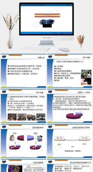 Web2.0与我们的学习ppt模板白色简洁PPT模板预览图