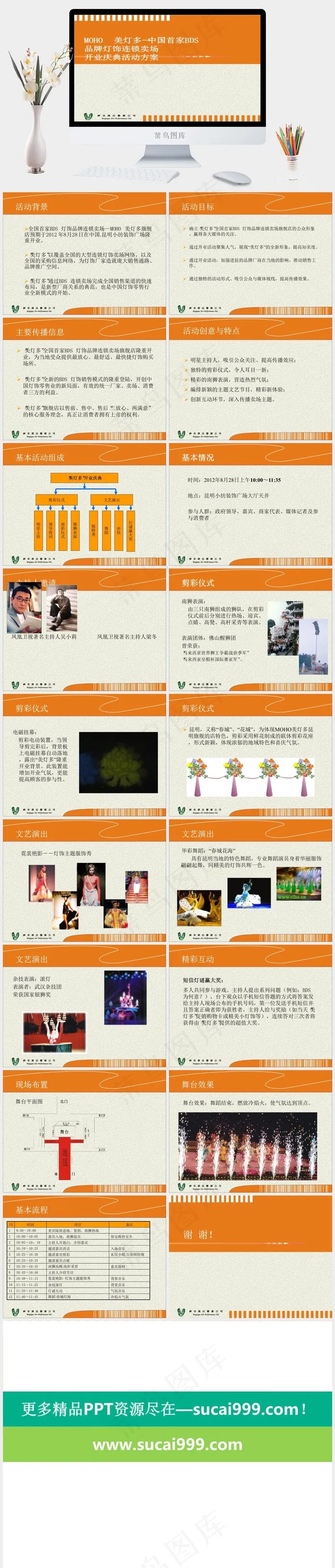 美灯多灯饰连锁卖场开业庆典活动图片灰色橘色橙色营销PPT模板