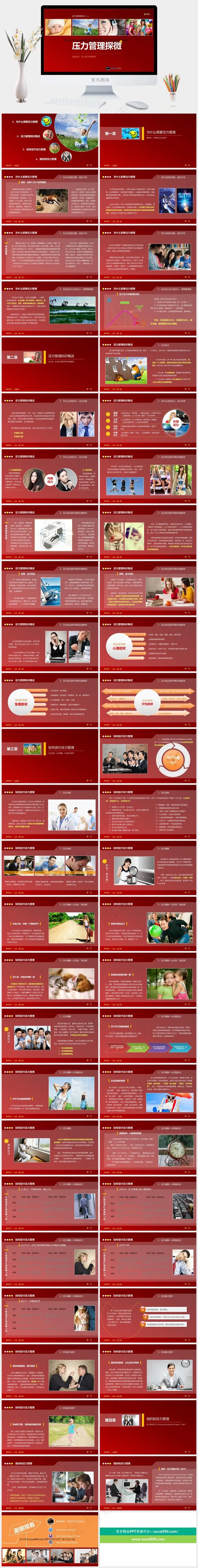 职业压力管理探微PPT模板红色营销实景风PPT模板
