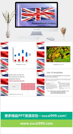 PowerPoint的英国国旗蓝色营销突出PPT模板蓝色营销突出PPT模板