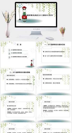 潘婷 媒体策划书图片白色卡通风PPT模板预览图
