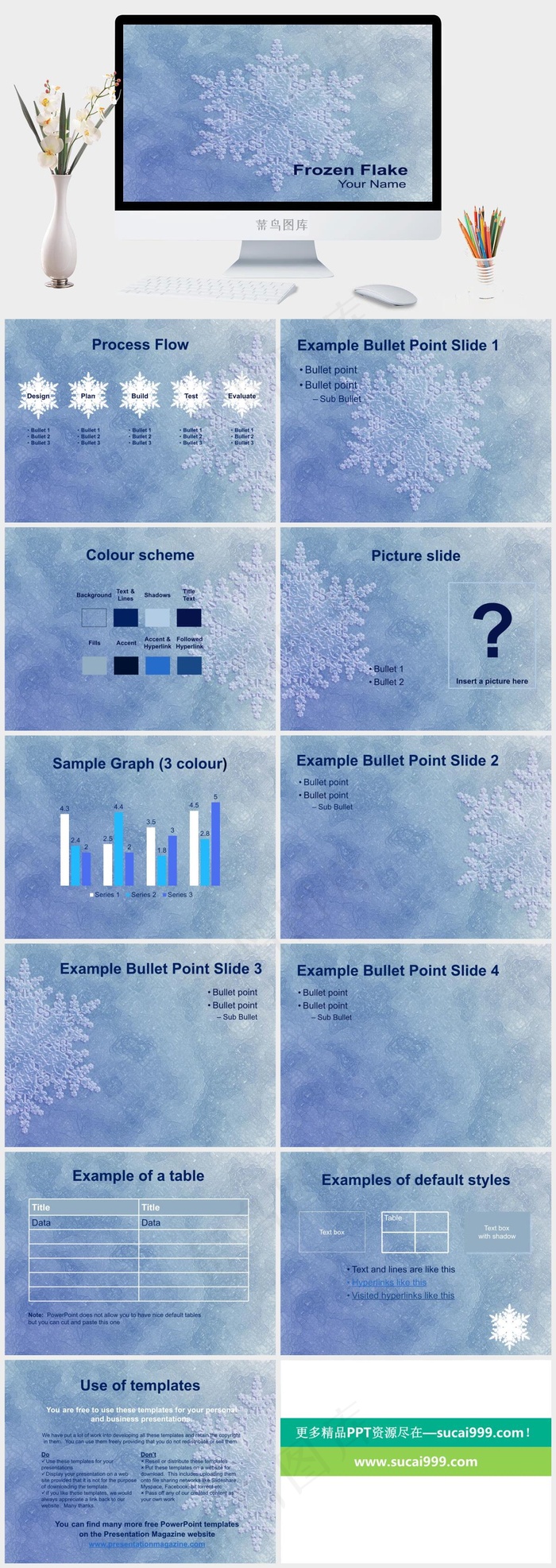 冰冷的雪花PPT模板PPT模板