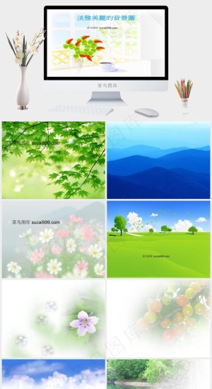 淡雅背景ppt白色营销PPT模板
