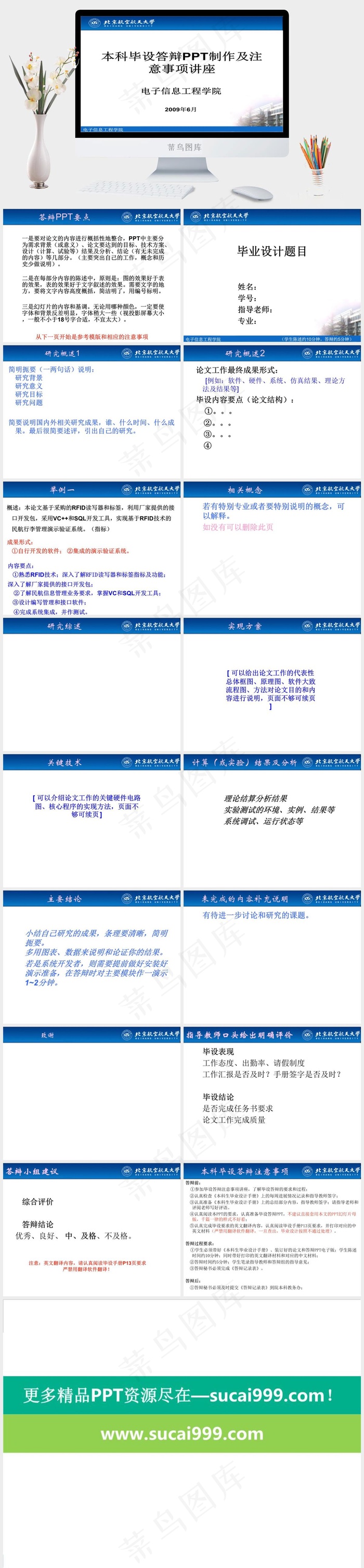 毕业设计答辩PPT注意事项及模版白色营销PPT模板