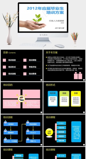简洁通用的商务PPT模板人力资源培训毕业白色PPT模板白色PPT模板预览图