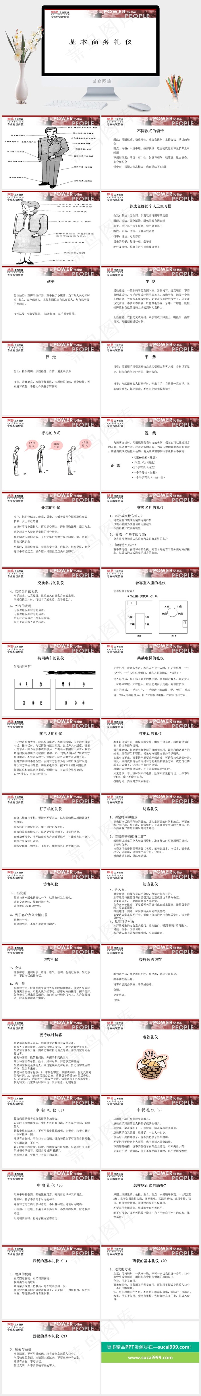 基本商务礼仪PPT模板白色营销简洁PPT模板