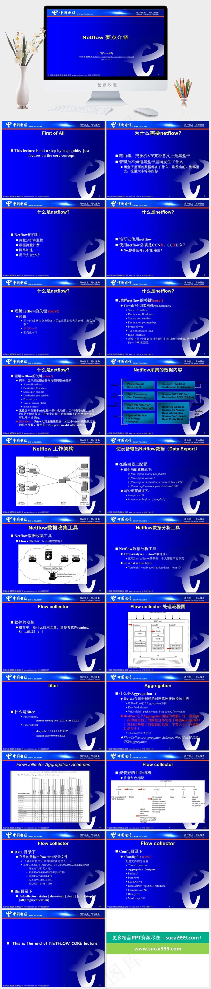 中国电信集团系统集成公司ppt模板蓝色PPT模板