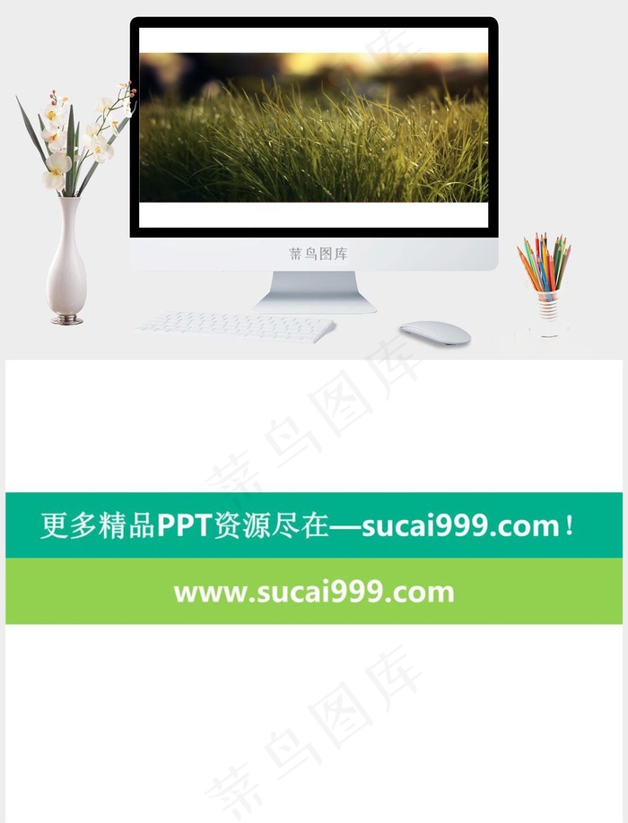 绿色小草背景实景风PPT模板实景风PPT模板