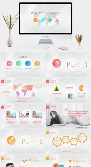 商务ppt模板灰色营销简洁PPT模板预览图