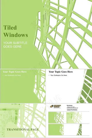 窗户背景绿色系列PPT模板绿色突出PPT模板