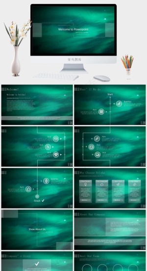 星空背景动态科技感PPT模板简洁PPT模板预览图