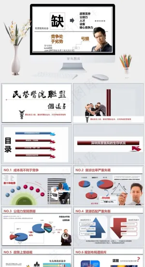 民营医院联盟PPT模板白色PPT模板