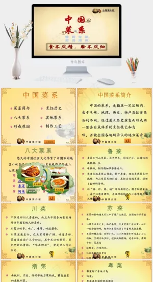 中国菜系介绍PPT模板黄色营销中国风PPT模板橘色橙色黄色营销PPT模板预览图