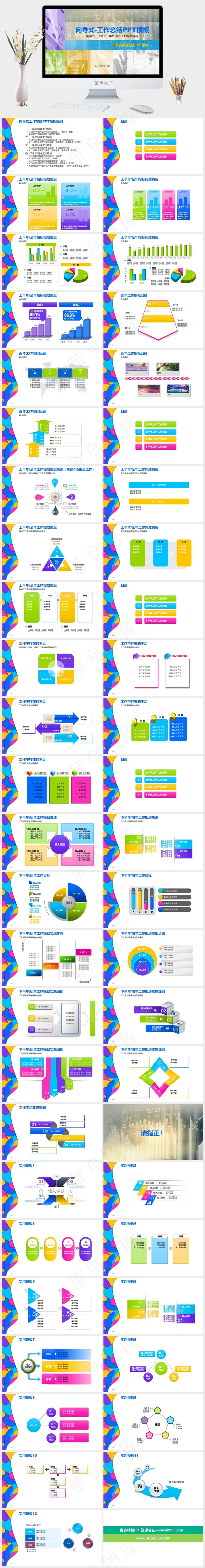 2015向导式工作总结PP黄色灰色实景风PPT模板