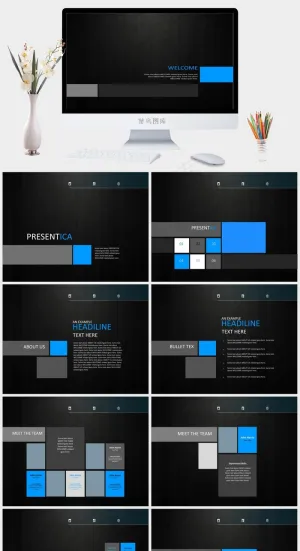 黑色经典ppt图片灰色简洁硬朗高冷PPT模板预览图