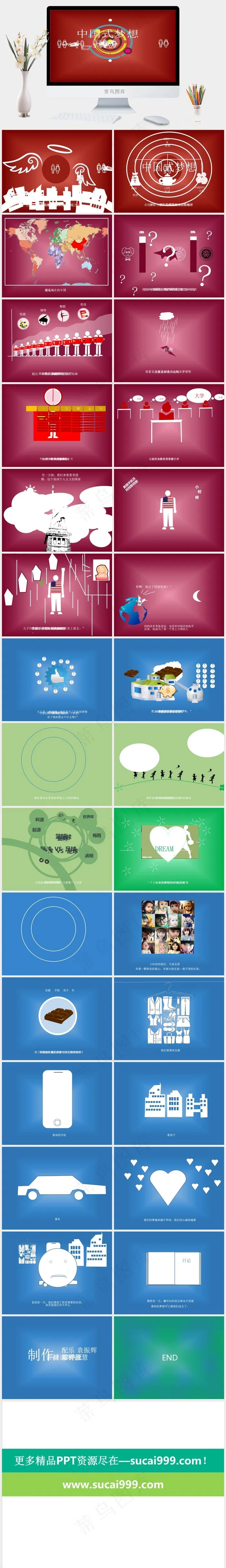 中国式梦想动态效果的ppt模板红色营销简洁PPT模板