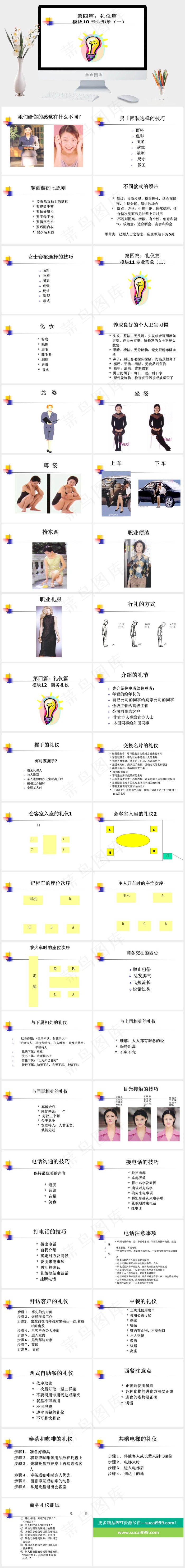 礼仪培訓 专业形象PPT白色卡通风简洁PPT模板