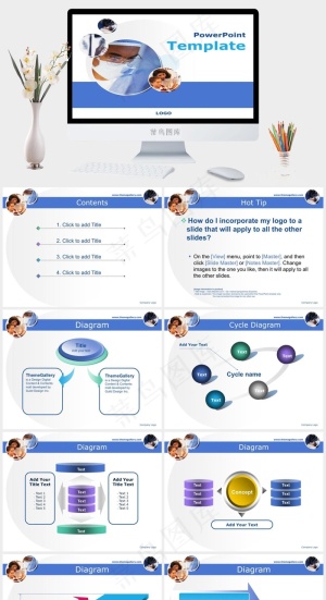 精美医疗PPT模板白色PPT模板预览图