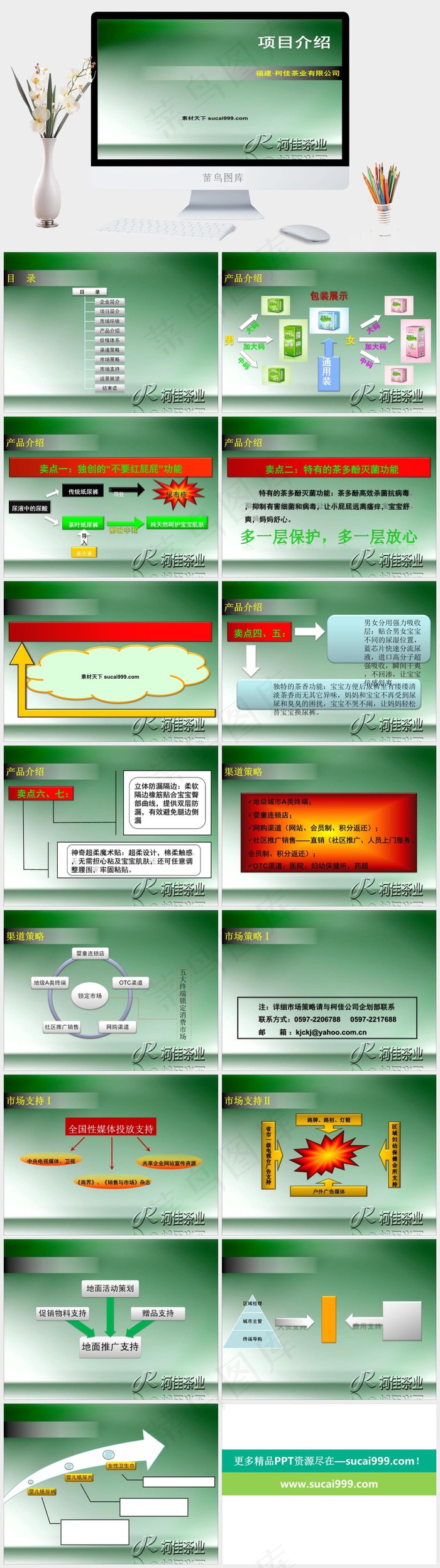 茶叶公司项目介绍PPT模板公司
绿色简洁PPT模板