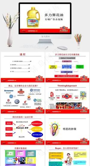 多力葵花油行销广告企划案PPT幻灯...白色标准简洁PPT模板预览图