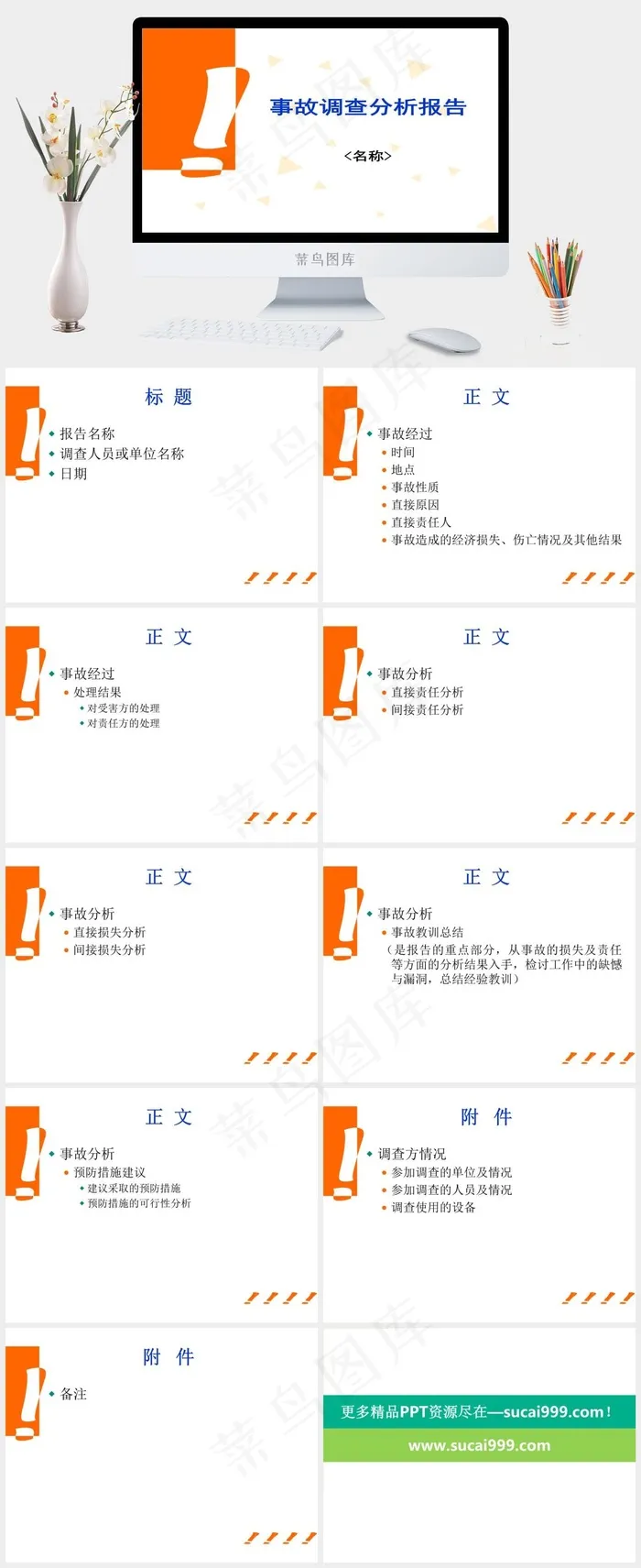 事故调查分析报告行业PPT模板白色标准PPT模板
