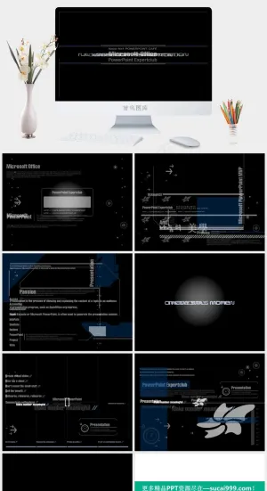 韩国创意动画免费PPT模板黑色硬朗高冷简洁PPT模板黑色硬朗高冷简洁PPT模板预览图