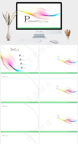艺术花纹ppt模板白色PPT模板预览图