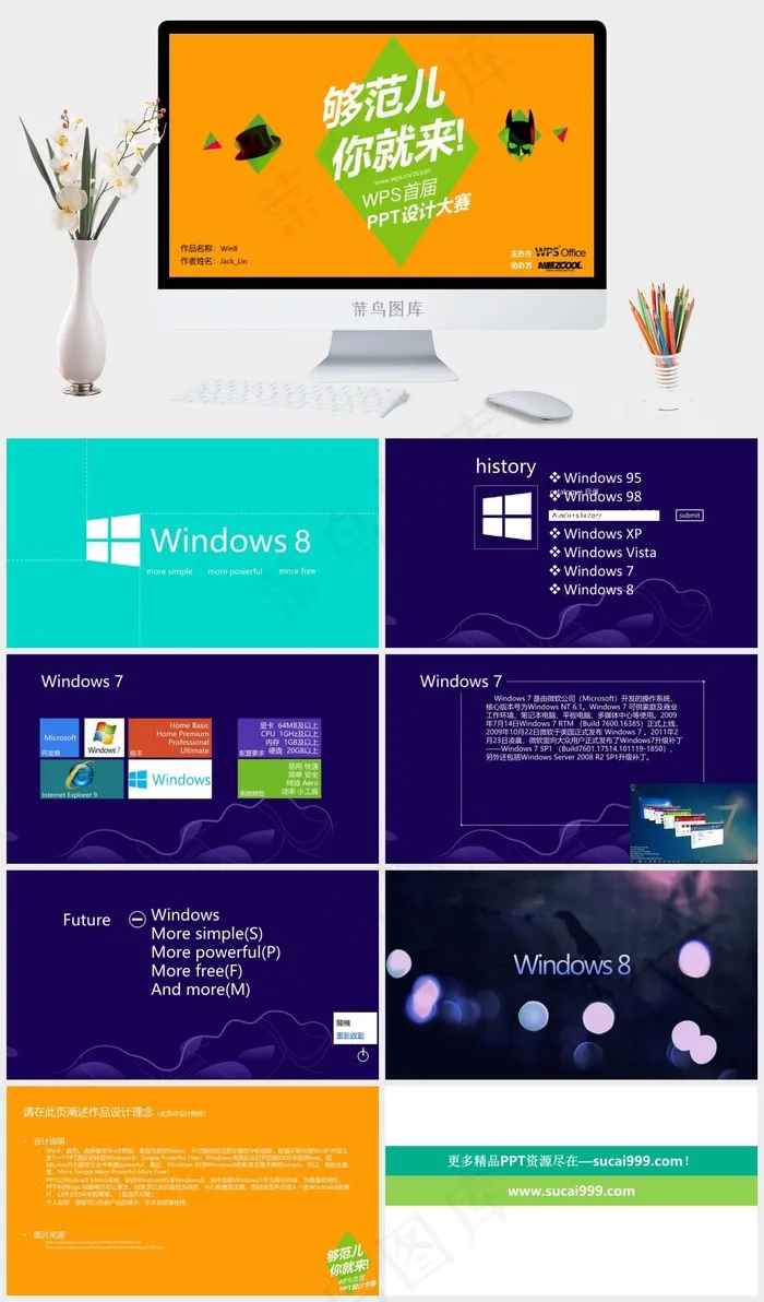 Win8系统模板橘色橙色营销PPT模板