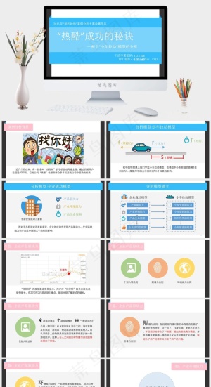 企业成功秘诀模型分析PPT模板公司蓝色白色营销PPT模板蓝色营销PPT模板