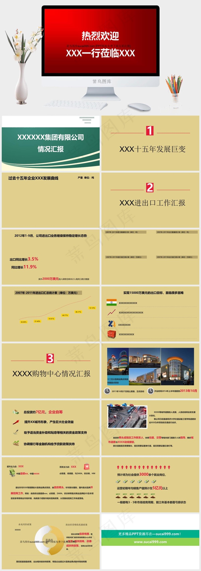 公司情况汇报PPT模板红色营销PPT模板