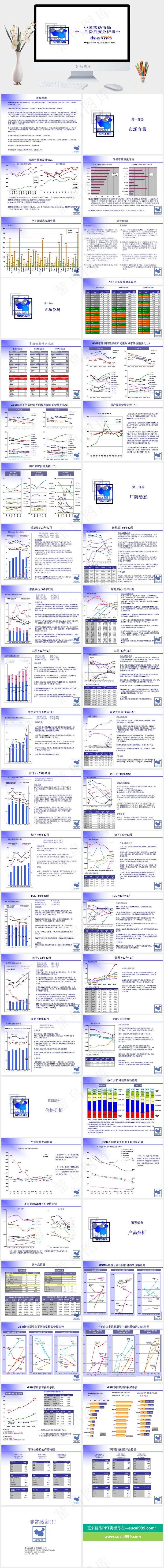 中国移动通信市场分析报告ppt模板白色标准素雅PPT模板