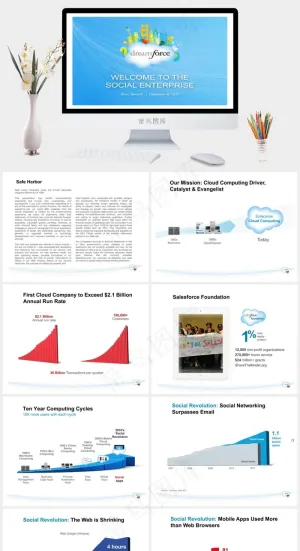 PPT 模板 PPT 背景素材图片蓝色营销PPT模板预览图