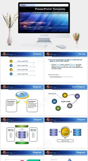 科技感元素ppt突出PPT模板预览图