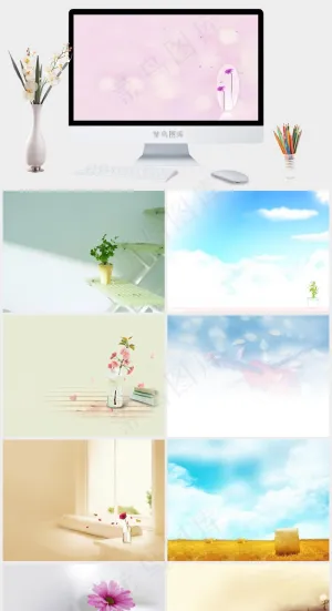 十张清新淡雅简洁浪漫的PPT背景图...红色柔美PPT模板红色柔美PPT模板