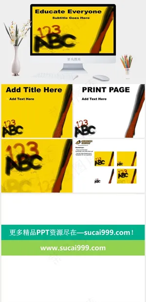 abc书写教育幻灯片模板图片黄色突出PPT模板黄色突出PPT模板预览图