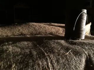 在美国，彭斯维尔，麻袋，针，织物，线，无人，室内